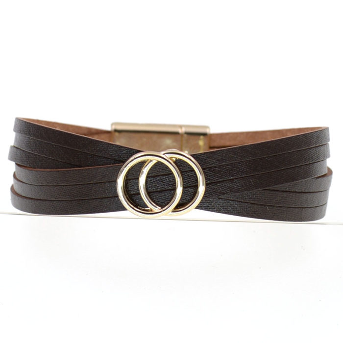 Wellmore New Simple Leather Bracelets For Women Multiple Layer Wrap Bracelet Female Jewelry Wholesale 3