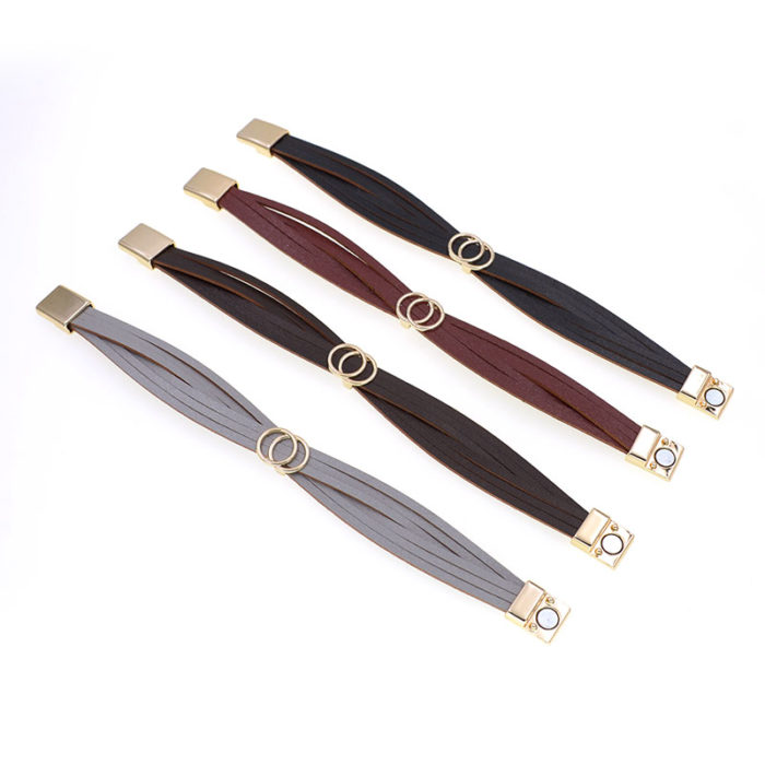 Wellmore New Simple Leather Bracelets For Women Multiple Layer Wrap Bracelet Female Jewelry Wholesale 5