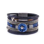 Amorcome Multi Strands Leather Wrap Bracelet For Women Big Geometric Charm Wide Cuff Bracelets Girl Women 1