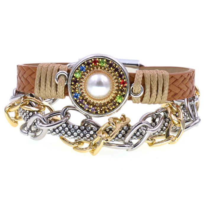 Wellmore Bohemia Leather Bracelets For Women Trendy Metal Chain Bracelets Fashion Magnet Charm Bracelets Jewelry Wholesale 3